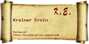 Kreiner Ervin névjegykártya